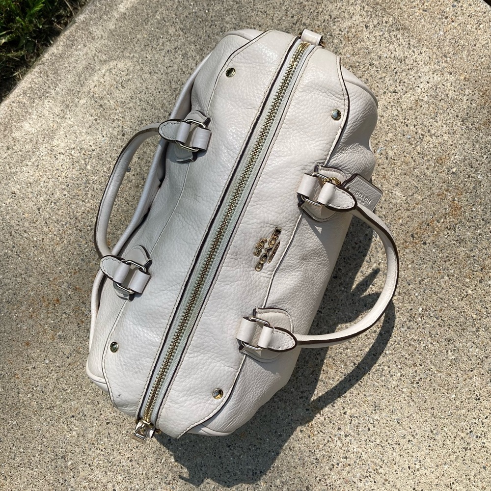 Coach Mini Bennett White Cream Chalk Color Soft Pebbled Leather Satchel Hand Bag - Picture 9 of 17